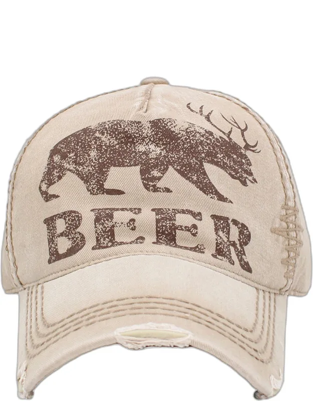 Beer Message Bear Antler Vintage Baseball Cap