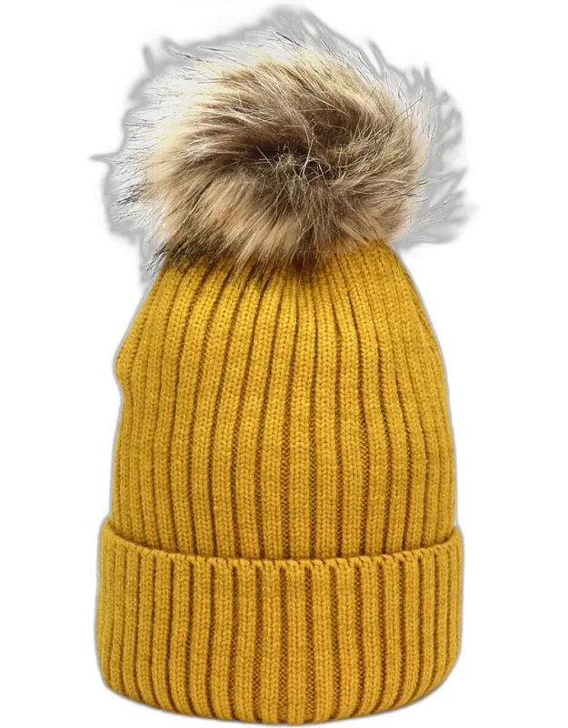 Soft Knit Faux Pom Pom Beanie