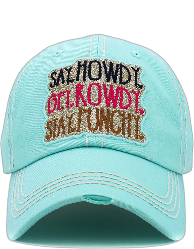 Say Howdy Get Rowdy Stay Punchy Vintage Baseball Cap