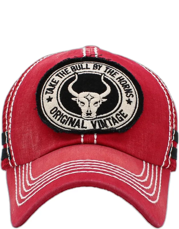Take The Bull By The Horn Message Mesh Back Vintage Baseball Cap