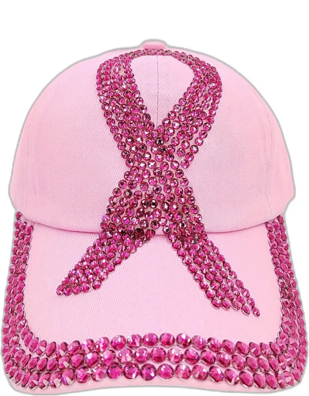 Bling Pink Ribbon Baseball Cap