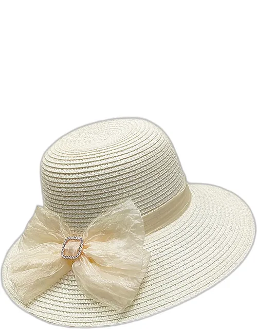 Bow Band Accented Straw Sun Hat