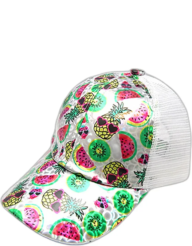Pineapple Watermelon Kiwi Pattern Mesh Back Cap