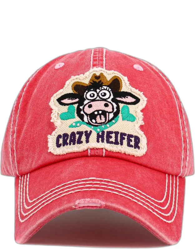 Crazy Heifer Message Cow Vintage Baseball Cap