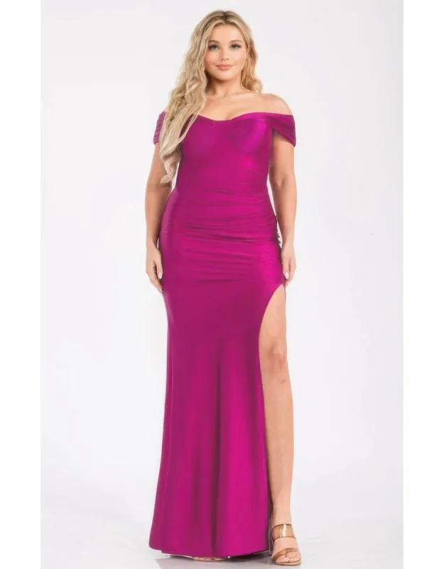 Off Shoulder Draped Cross Wrap Maxidress