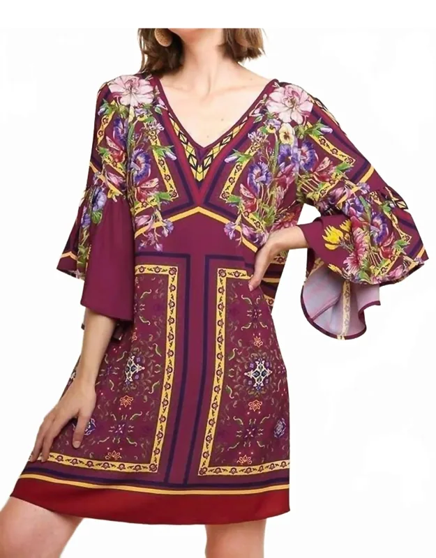 Floral Ruffle Sleeve Dress