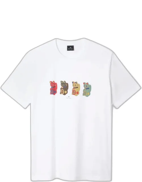 Lucky Cats Print T-shirt