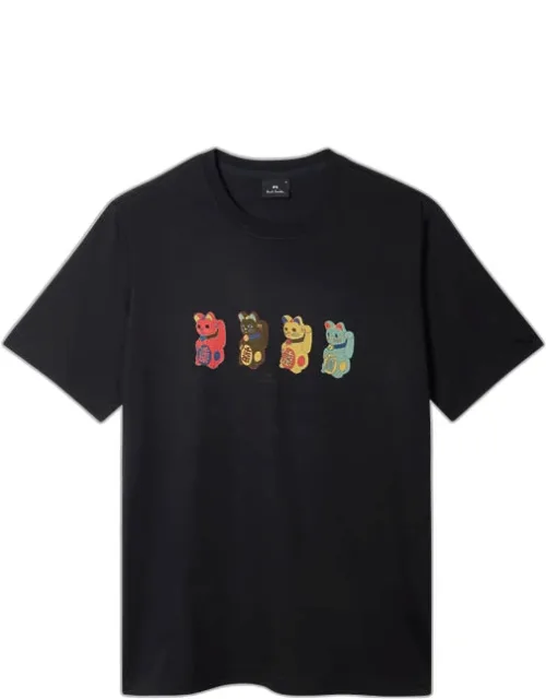 Lucky Cats Print T-shirt