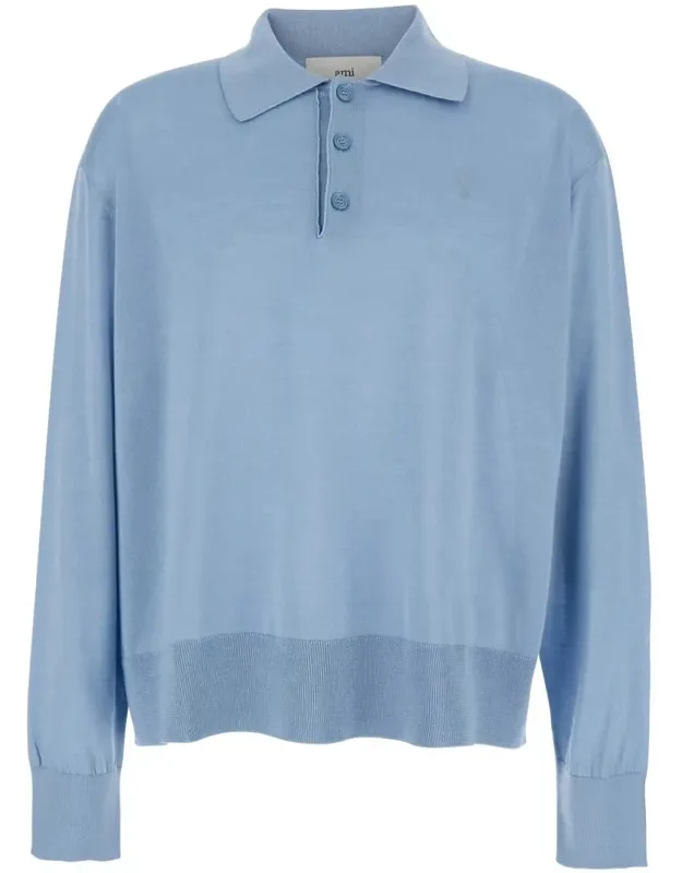 Polo Shirt With Classic Collar And Adc Embroidery In Cotton And Silk