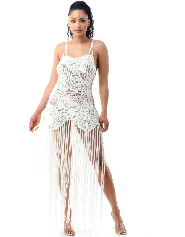 Crochet Dress With Bottom Fringe