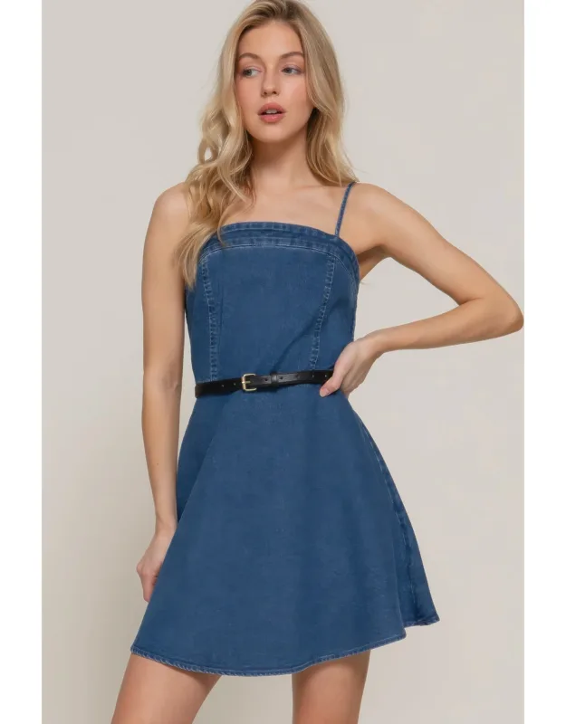Belted A-line Mini Dress