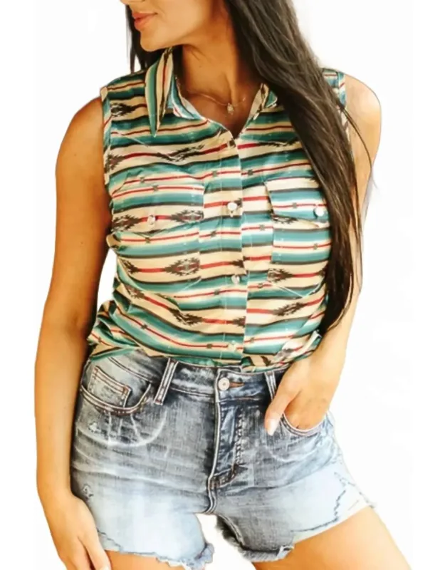 Aztec Western Sleeveless Top