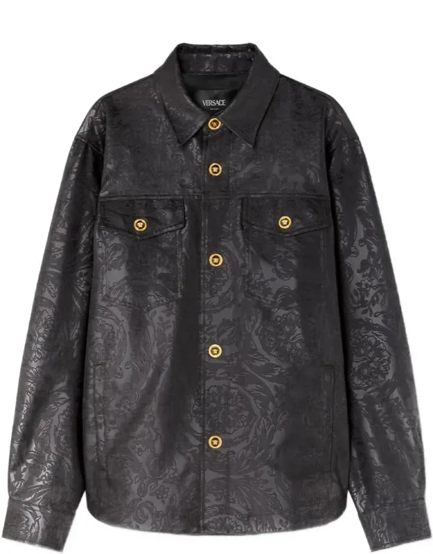 Jacket With Enamelled Medusa Buttons And Embossed Baroque Pattern