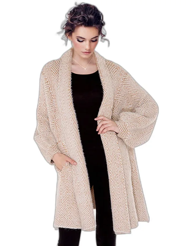 Zigzag Patterned Soft Knit Cardigan