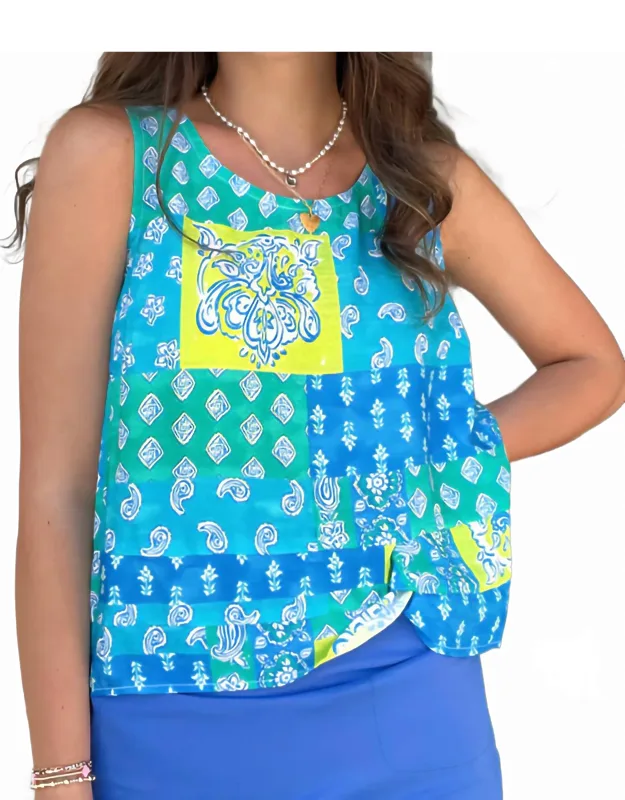 Button Back Paisley Patch Tank