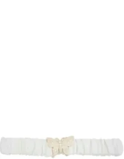 Rhinestone Pave Butterfly Ruched Elastic Back Belt