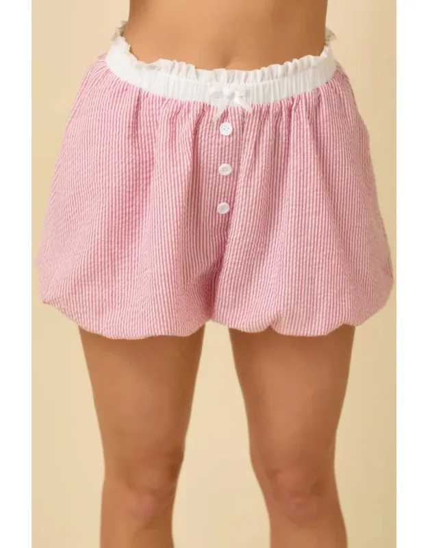 Seersucker Stripe Bubble Hem Boxer Shorts