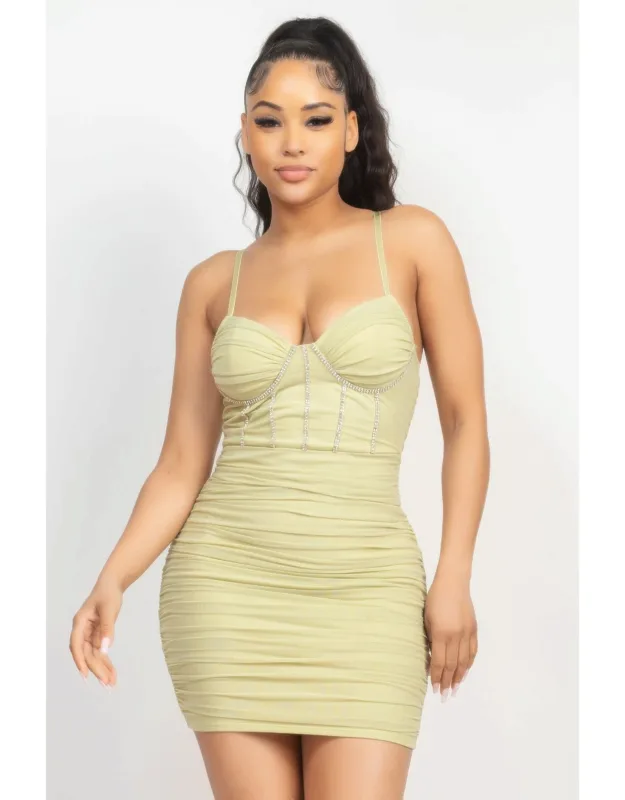 Stone Cami Shirred Bodycon Dress