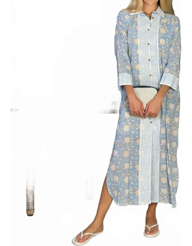 Paola Midi Dress - 100% Cotton, Full-length Button Front