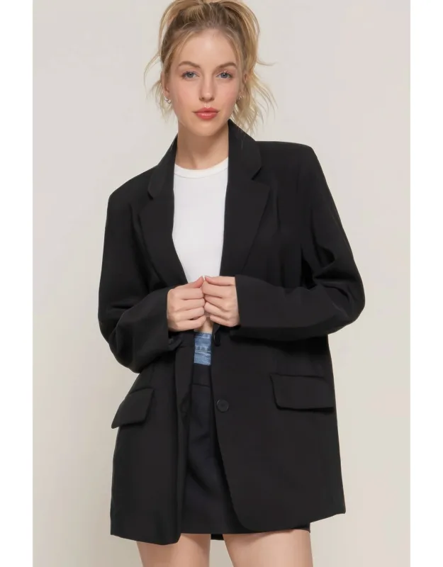 Long Sleeve Front Button Closure Blazer