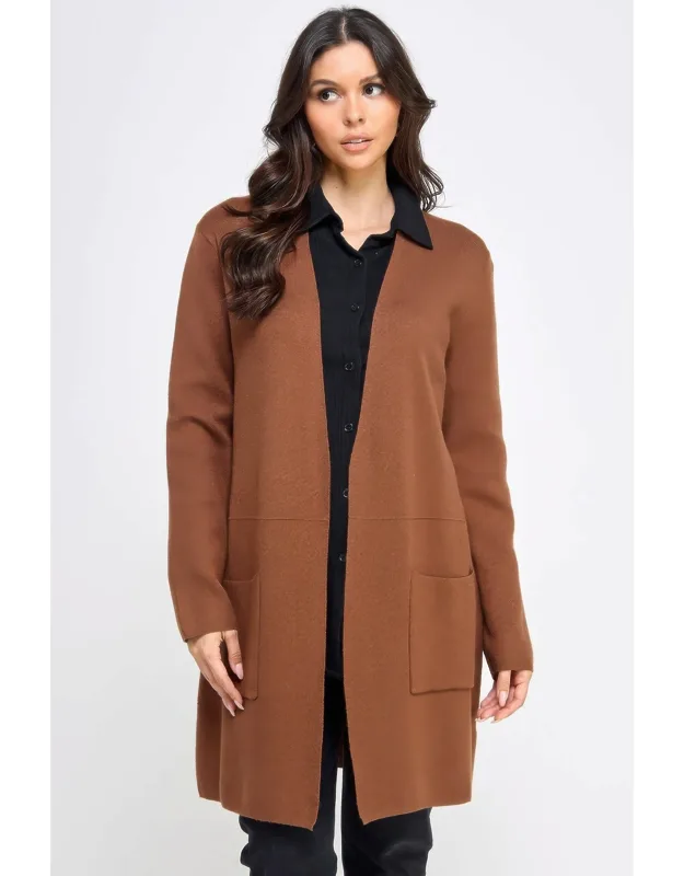 Basic Soft Long Line Open Front Sweater Cardigan
