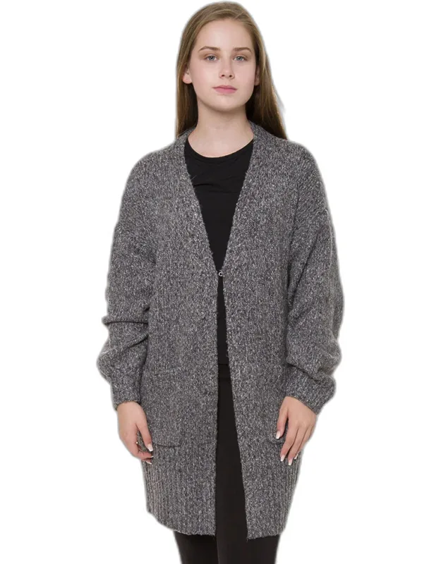 Balloon Sleeve Pocket Cardigan