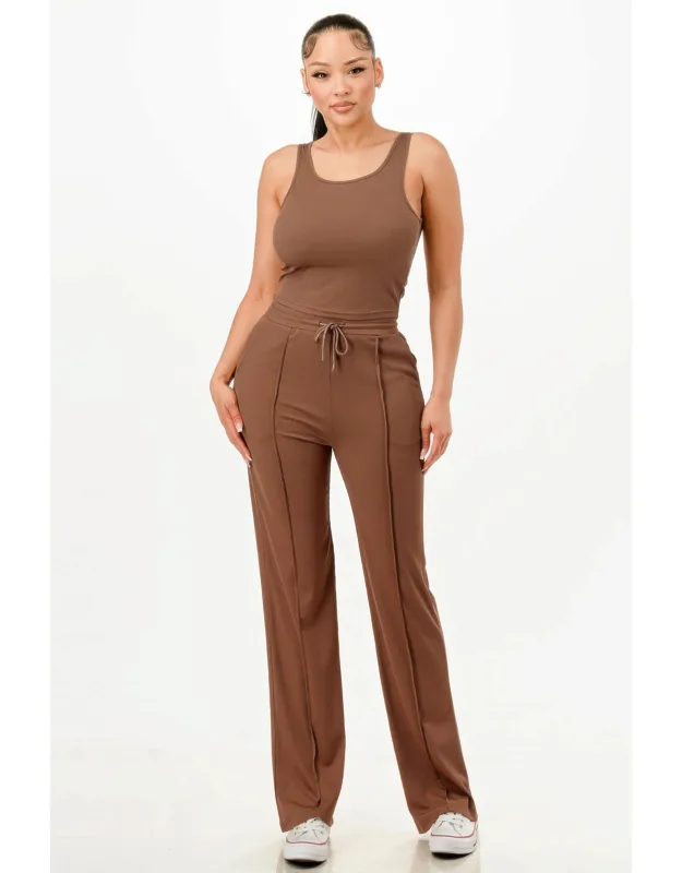 Ribbed Tank Top And Pants Set