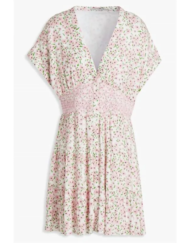Smocked Waist Button Front Dress