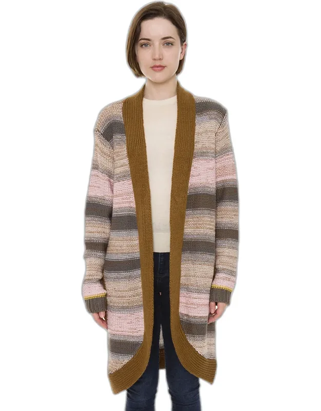 Stripe Pocket Long Sleeve Cardigan