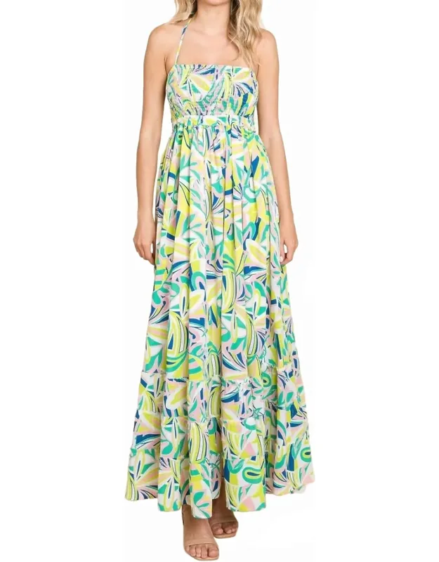 Floral Halter Cami Sun Maxi Dress