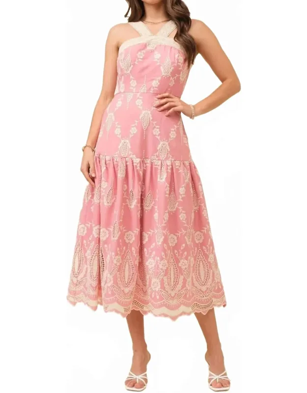 Embroidered Midi Dress