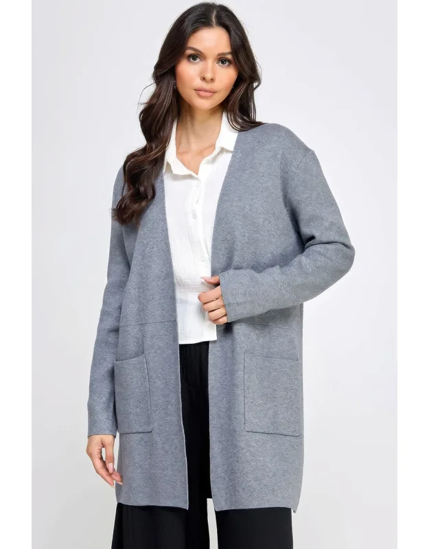 Basic Soft Long Line Open Front Sweater Cardigan