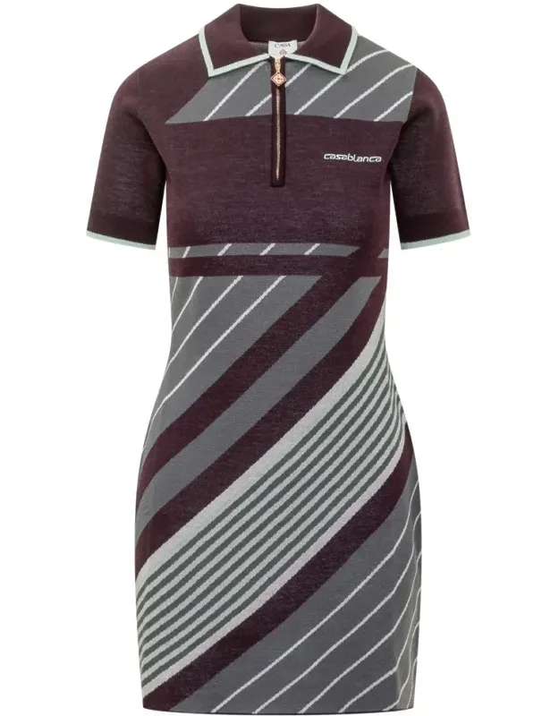Two-tone Striped Polo Dress