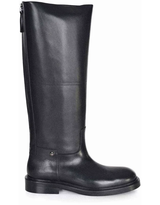 Boots With Zipper At The Back And Round Toe