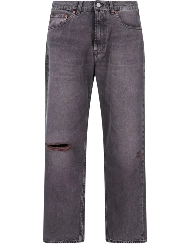 Third Cut Jeans With Destroyed Details And Wide Leg