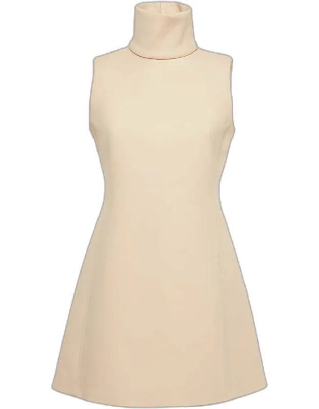 Crepe Mock Neck Mini Dress
