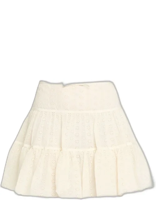 Tiered Eyelet Mini Skirt