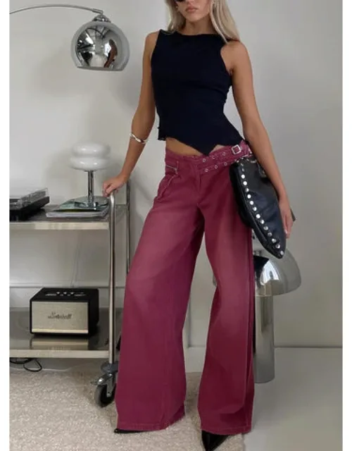 Mid Rise Wide Leg Cargo Jeans