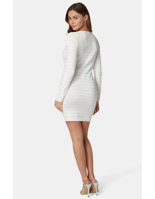Bold Shoulder Sparkle Sweater Dress