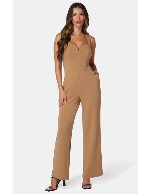 Scuba Crepe Jumpsuit With Strap