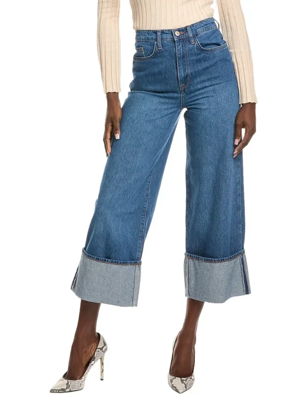 Rose True Medium Indigo High-rise Cropped Wide Leg Jeans