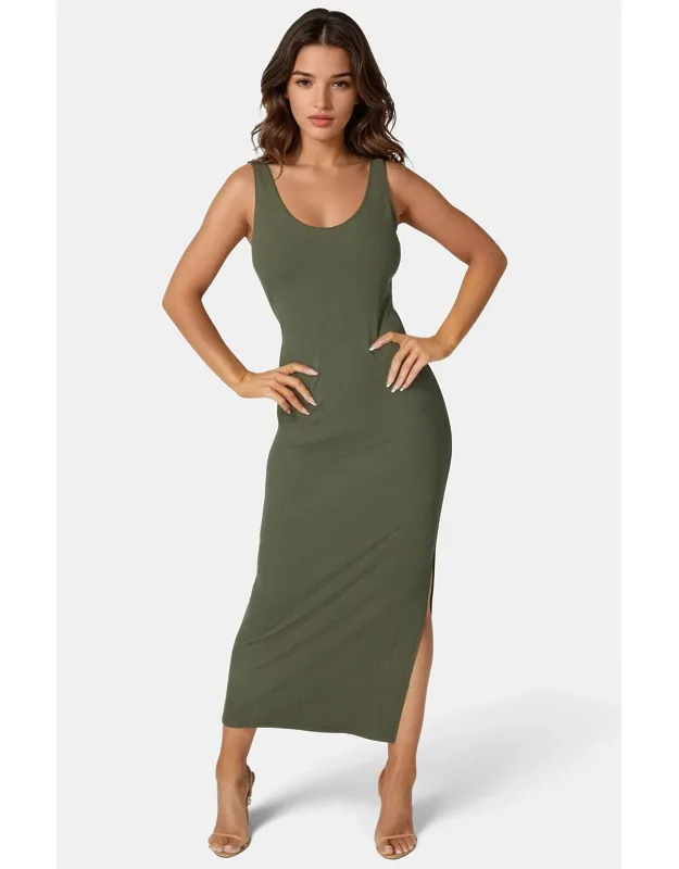 V-neck Tank Rib Maxi Dress