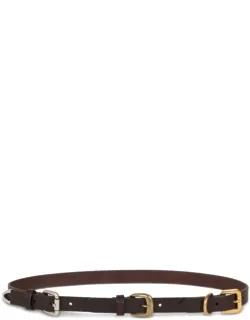 Belt Adjustable Three Palladium And Gold And Antique Gold-toned Metal Buckles Closure