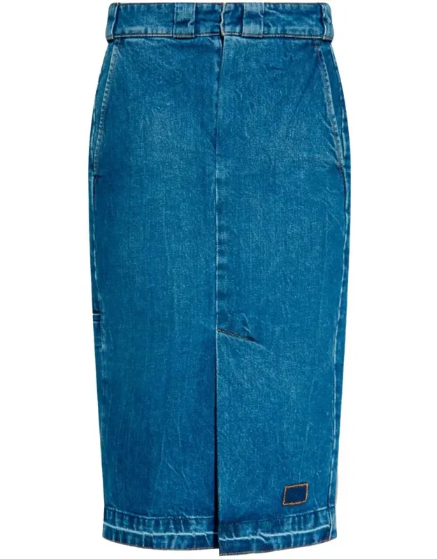 Denim Pencil Skirt With Slits