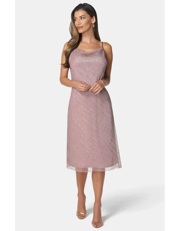 Pleat Cowl Midi Dress