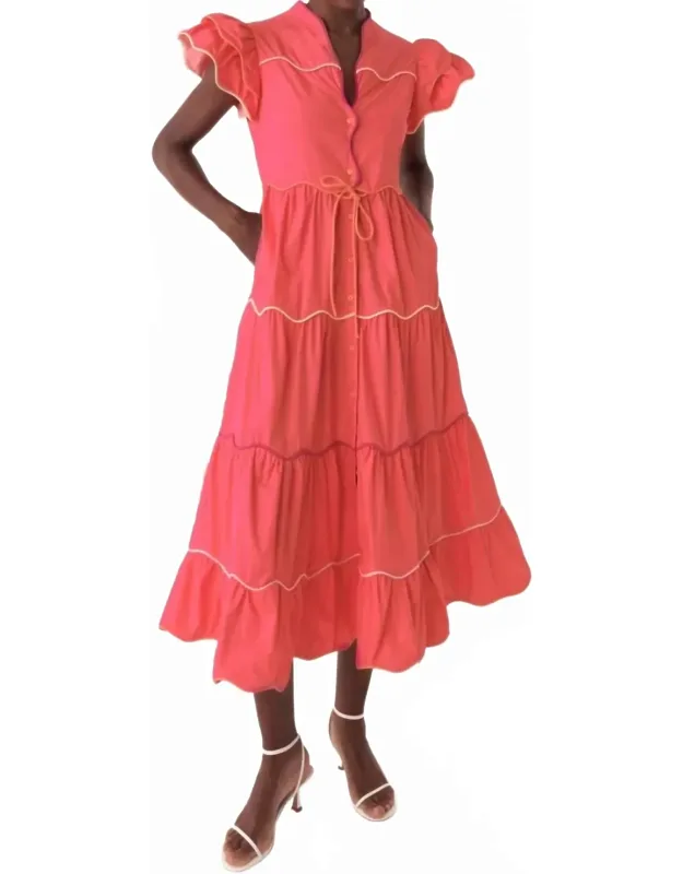 Baba Cay Cap Sleeve Midi Dress
