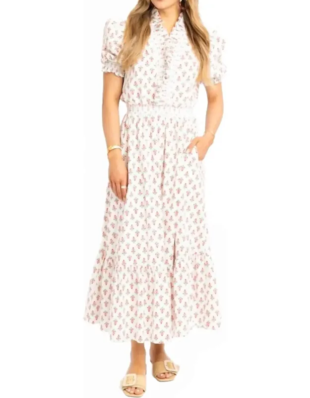 Floral Ruffle Smock Maxi Dress