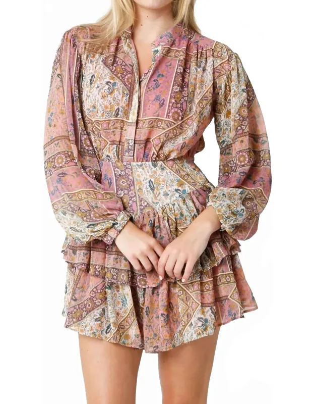 Paisley Long Sleeve Mini Dress