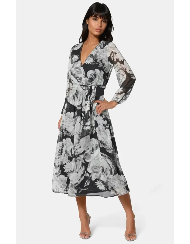 Print Wrap Midi Dress