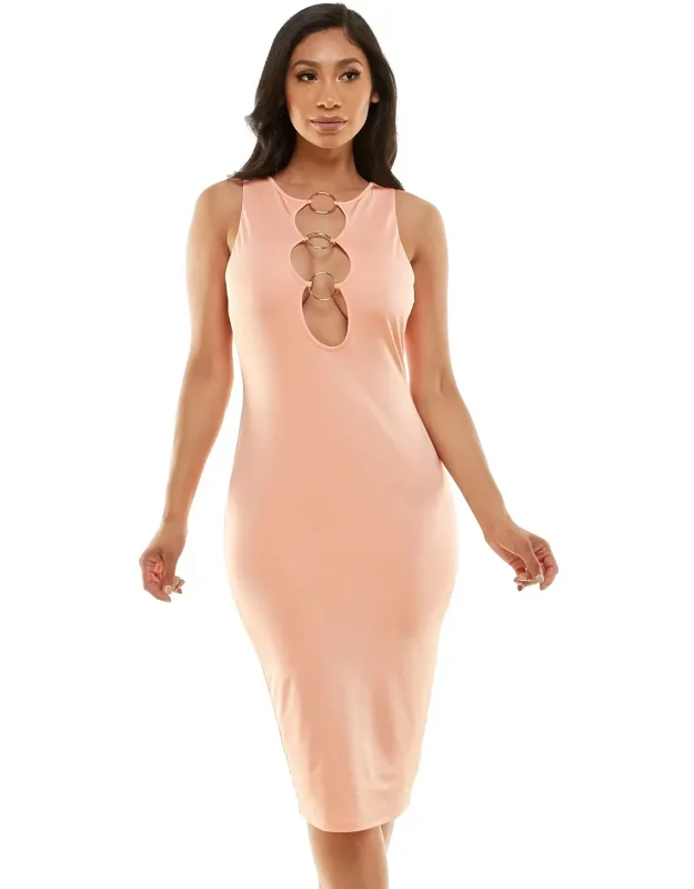 Ring Detail Midi Dress